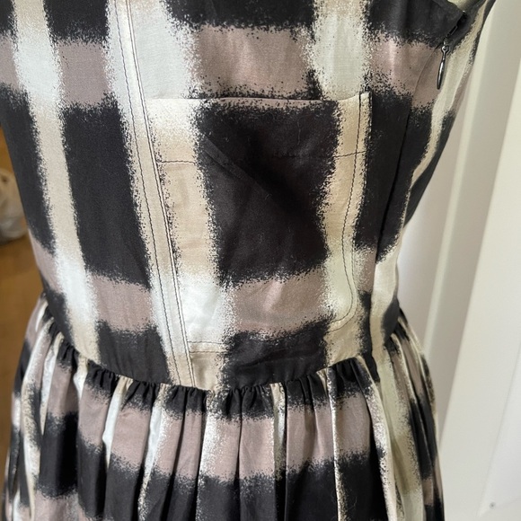 Marc By Marc Jacobs Silk Blend Mini Dress Check Plaid Fit Flare Gray - Size 0 - Picture 4 of 11